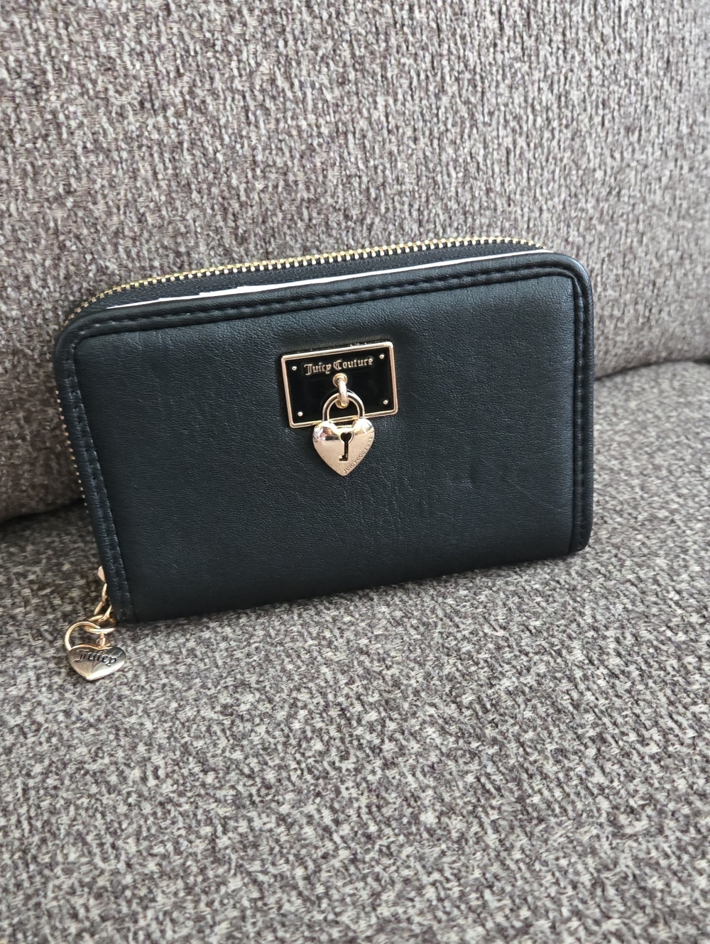 Juicy Couture Black Wallet with Gold Heart Lock